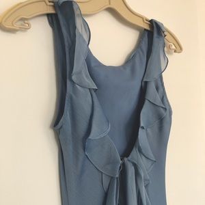 Floor length blue gown